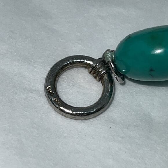 LUC Lucas Lameth 925 Turquoise Stone Knotted Single Strand Necklace 36" - Picture 5 of 5